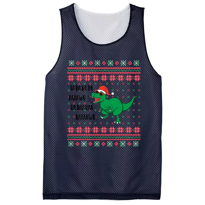 Fa Ra Ra Rawr Dinosaur Santa Hat Ugly Sweater Christmas Trex Great Gift Mesh Reversible Basketball Jersey Tank