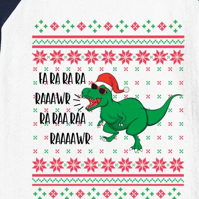 Fa Ra Ra Rawr Dinosaur Santa Hat Ugly Sweater Christmas Trex Great Gift Baseball Sleeve Shirt