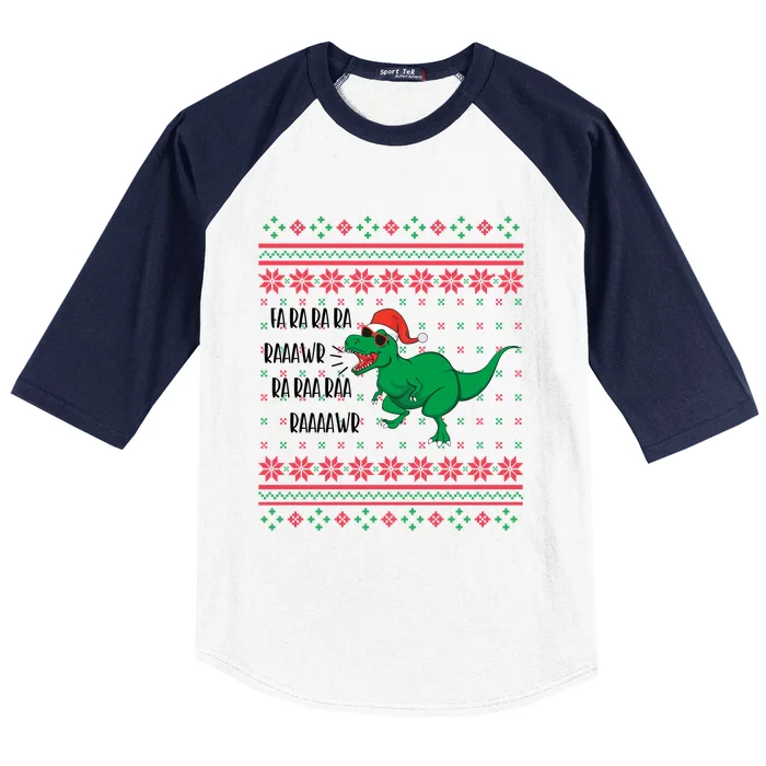 Fa Ra Ra Rawr Dinosaur Santa Hat Ugly Sweater Christmas Trex Great Gift Baseball Sleeve Shirt