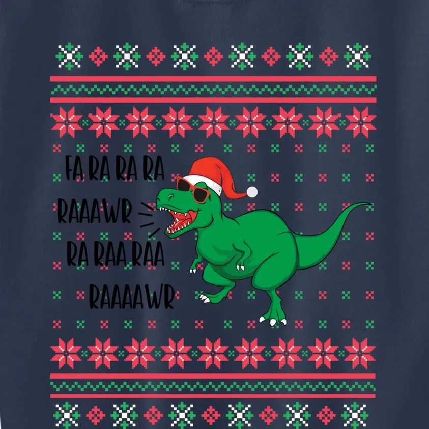 Fa Ra Ra Rawr Dinosaur Santa Hat Ugly Sweater Christmas Trex Great Gift Kids Sweatshirt