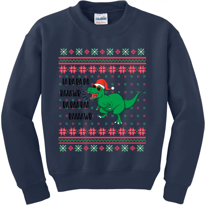 Fa Ra Ra Rawr Dinosaur Santa Hat Ugly Sweater Christmas Trex Great Gift Kids Sweatshirt