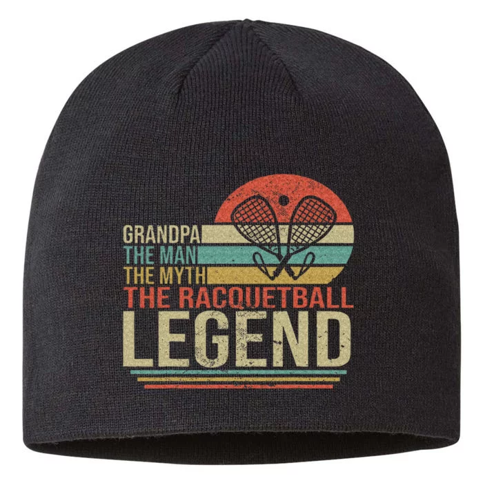 Funny Racketball Retro Grandpa Man Myth Racquetball Legend 8 1/2in Sustainable Knit Beanie