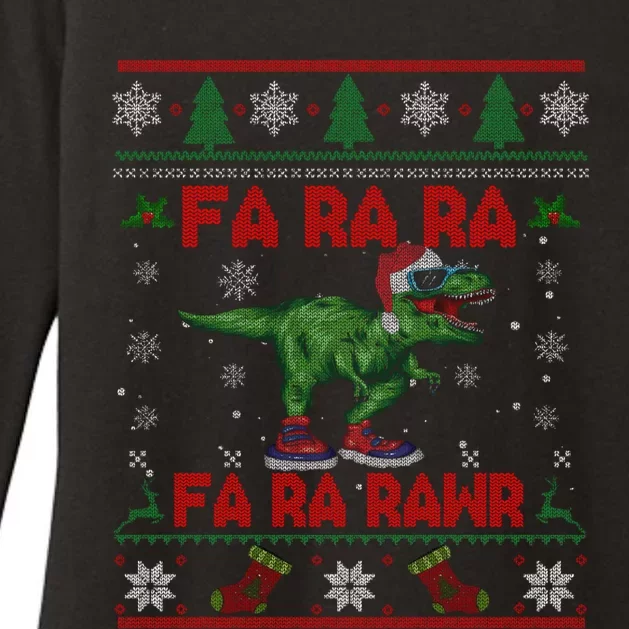 Fa Ra Ra Rawr Funny Christmas Sweater Santa Tgiftrex Dinosaur Gift Womens CVC Long Sleeve Shirt