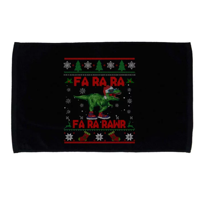 Fa Ra Ra Rawr Funny Christmas Sweater Santa Tgiftrex Dinosaur Gift Microfiber Hand Towel