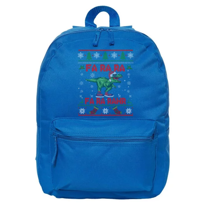 Fa Ra Ra Rawr Funny Christmas Sweater Santa Tgiftrex Dinosaur Gift 16 in Basic Backpack