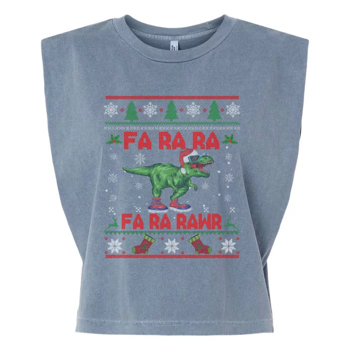 Fa Ra Ra Rawr Funny Christmas Sweater Santa Tgiftrex Dinosaur Gift Garment-Dyed Women's Muscle Tee