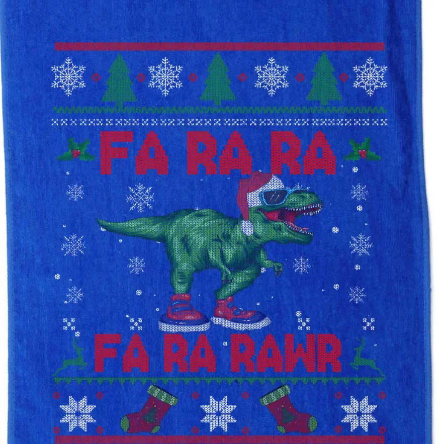 Fa Ra Ra Rawr Funny Christmas Sweater Santa Tgiftrex Dinosaur Gift Platinum Collection Golf Towel