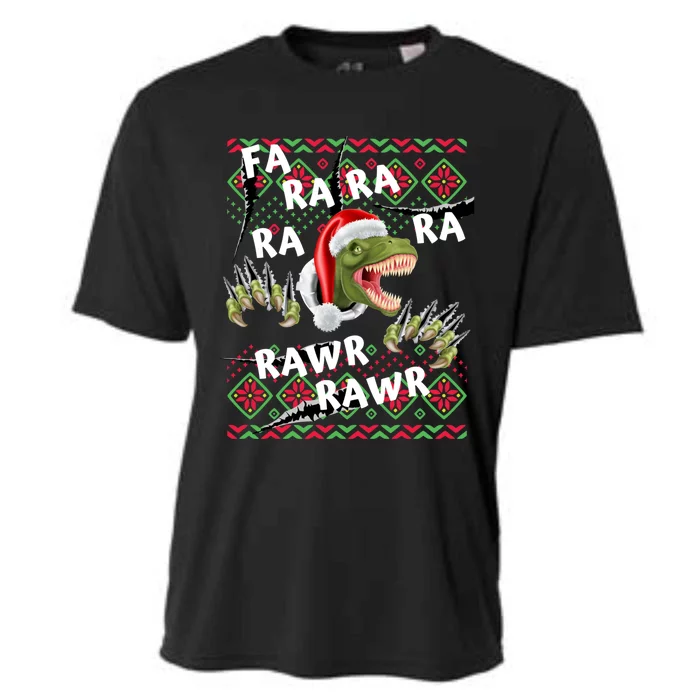 Fa Ra Ra Rawr Rawr Christmas Dinosaurs Xmas Pajamas Gift Cooling Performance Crew T-Shirt