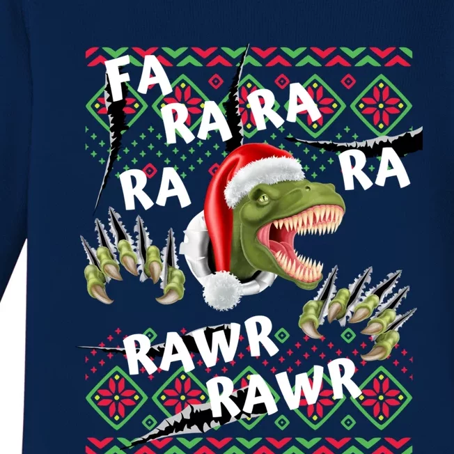 Fa Ra Ra Rawr Rawr Christmas Dinosaurs Xmas Pajamas Gift Baby Long Sleeve Bodysuit