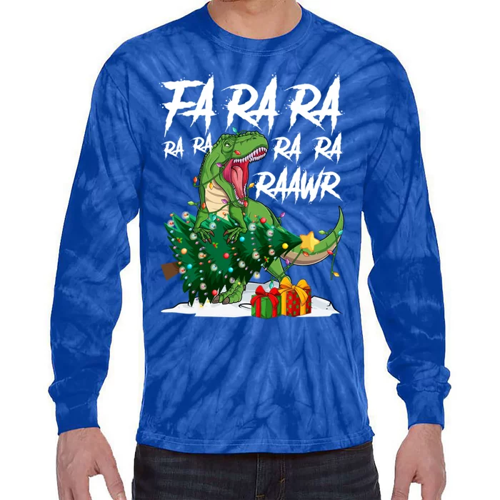 Fa Ra Ra Rawr Santa T Rex Xmas Pajama Merry Christmas Great Gift Tie-Dye Long Sleeve Shirt