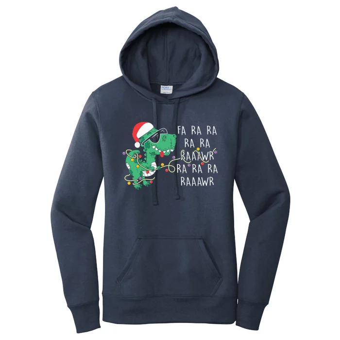 Fa Ra Ra Rawr Santa Dinosaur Christmas Trex Family Pajamas Gift Women's Pullover Hoodie