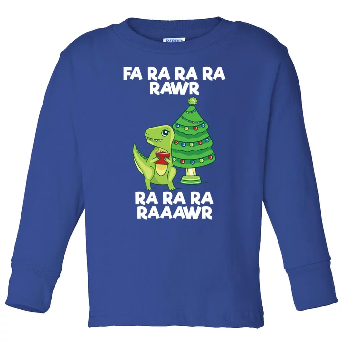 Fa Ra Rawr Christmas Tyrannosaurus Rex Xmas Santa Hat Cool Gift Toddler Long Sleeve Shirt