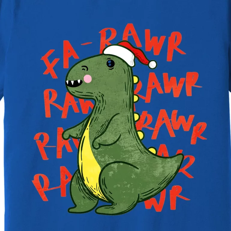 Fa Ra Ra Rawr Santa Hat T Rex Dinosaur Christmas Cool Gift Premium T-Shirt