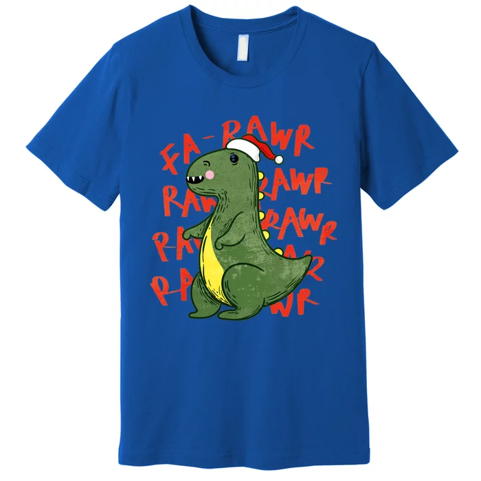 Fa Ra Ra Rawr Santa Hat T Rex Dinosaur Christmas Cool Gift Premium T-Shirt