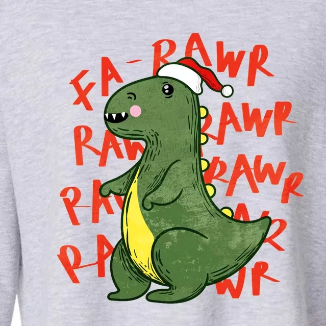 Fa Ra Ra Rawr Santa Hat T Rex Dinosaur Christmas Cool Gift Cropped Pullover Crew