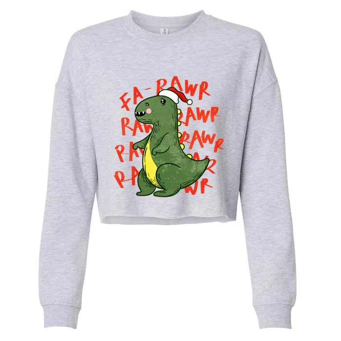 Fa Ra Ra Rawr Santa Hat T Rex Dinosaur Christmas Cool Gift Cropped Pullover Crew