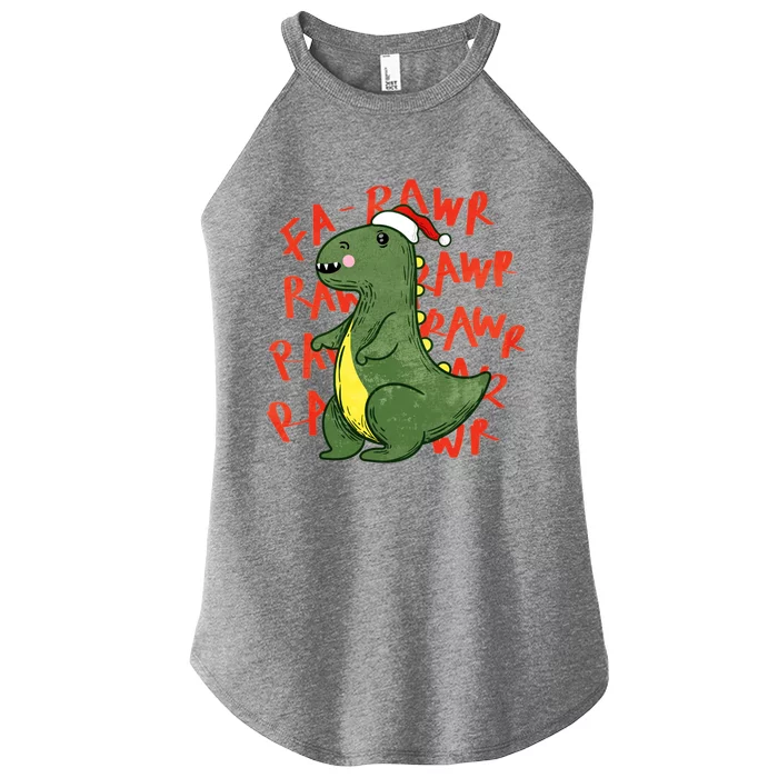 Fa Ra Ra Rawr Santa Hat T Rex Dinosaur Christmas Cool Gift Women’s Perfect Tri Rocker Tank