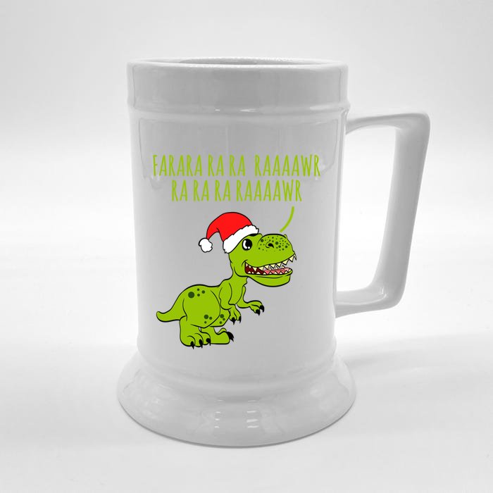 Fa Ra Rawr Trex Christmas Carol Funny Fa La La Dinosaur Gift Front & Back Beer Stein