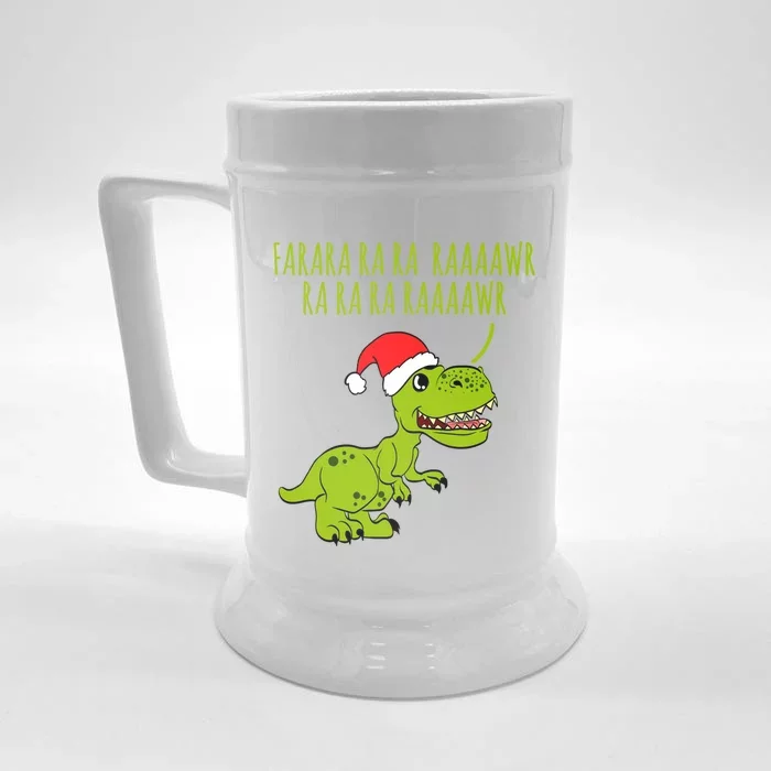 Fa Ra Rawr Trex Christmas Carol Funny Fa La La Dinosaur Gift Front & Back Beer Stein