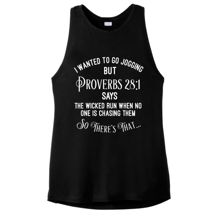 Funny Religious Running Ladies Tri-Blend Wicking Tank