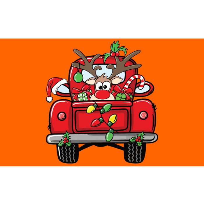 Funny Rudolph Reindeer On Red Truck Christmas Light Bumper Sticker