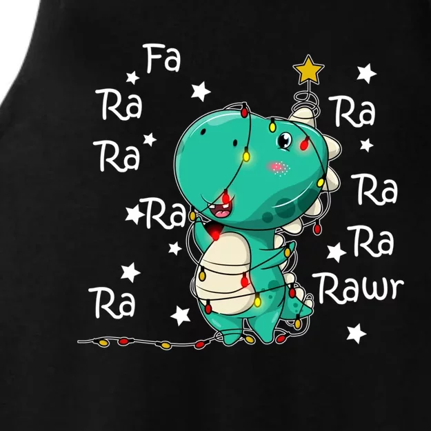 Fa Ra Rawr T Rex Santa Christmas Carol Funny Dinosaur Xmas Funny Gift Ladies Tri-Blend Wicking Tank