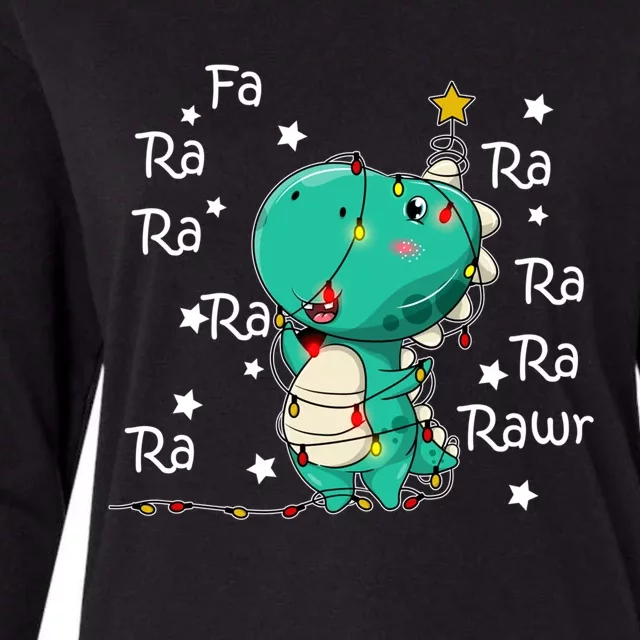 Fa Ra Rawr T Rex Santa Christmas Carol Funny Dinosaur Xmas Funny Gift Womens Cotton Relaxed Long Sleeve T-Shirt