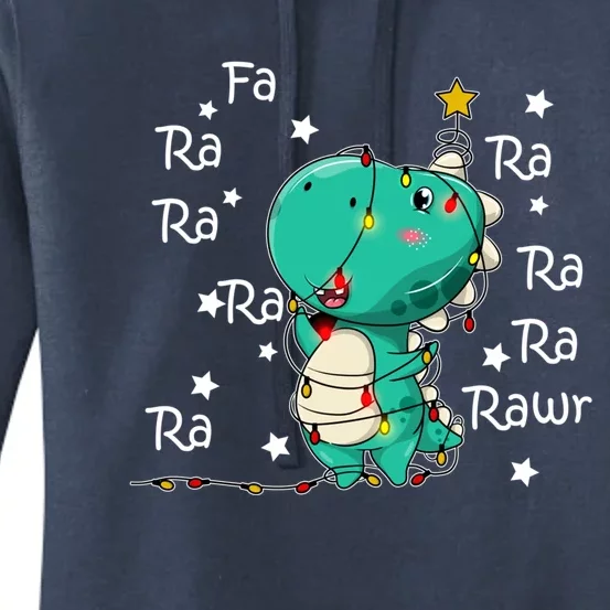 Fa Ra Rawr T Rex Santa Christmas Carol Funny Dinosaur Xmas Funny Gift Women's Pullover Hoodie