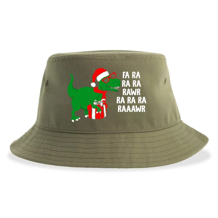 Fa Ra Rawr Christmas Tyrannosaurus Rex Xmas Santa Hat Gift Sustainable Bucket Hat