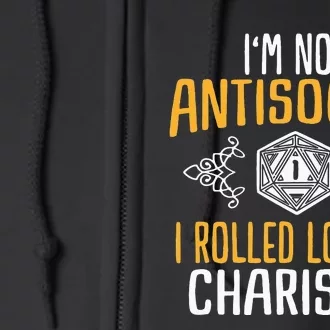 Funny RPG Rolled Low Charisma Full Zip Hoodie