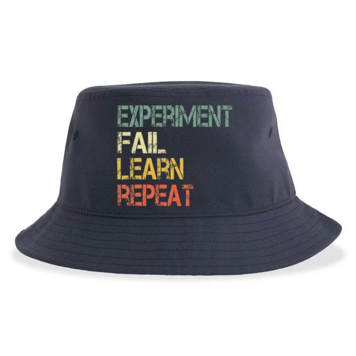 Funny Retro Scientist Experiment Fail Learn Repeat Teacher Sustainable Bucket Hat