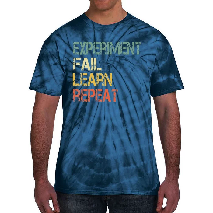 Funny Retro Scientist Experiment Fail Learn Repeat Teacher Tie-Dye T-Shirt