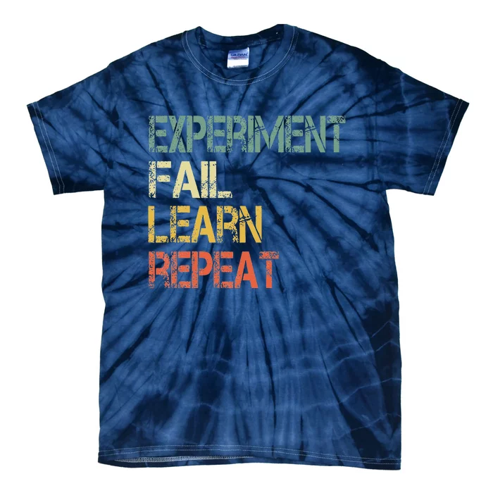 Funny Retro Scientist Experiment Fail Learn Repeat Teacher Tie-Dye T-Shirt