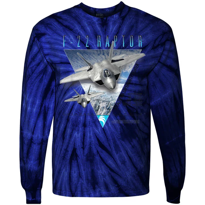 F22 Raptor Stealth Air Superiority Fighter Tie-Dye Long Sleeve Shirt