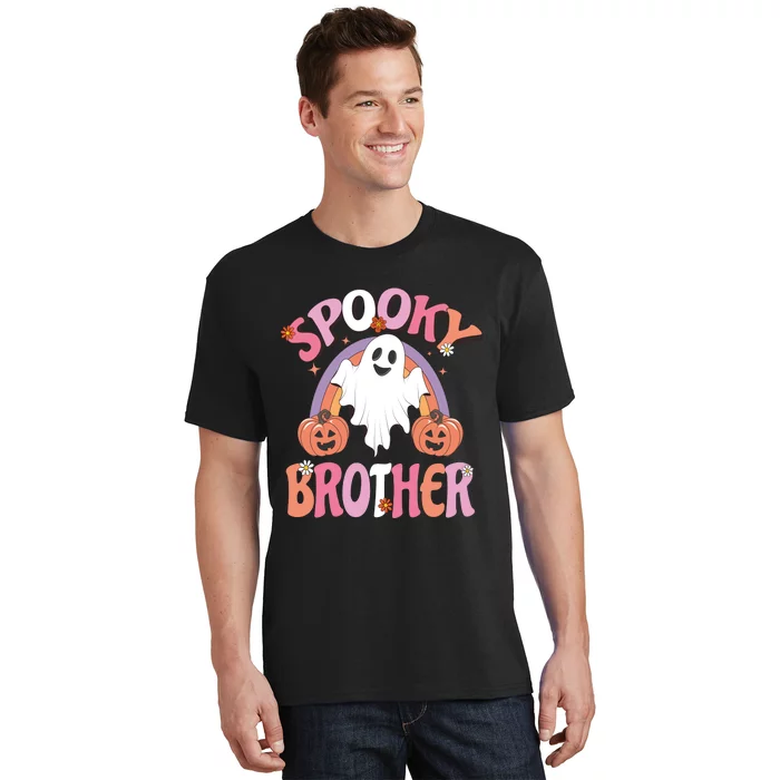 Family Retro Spooky Brother Groovy Retro Halloween Ghost Costume Gift T-Shirt