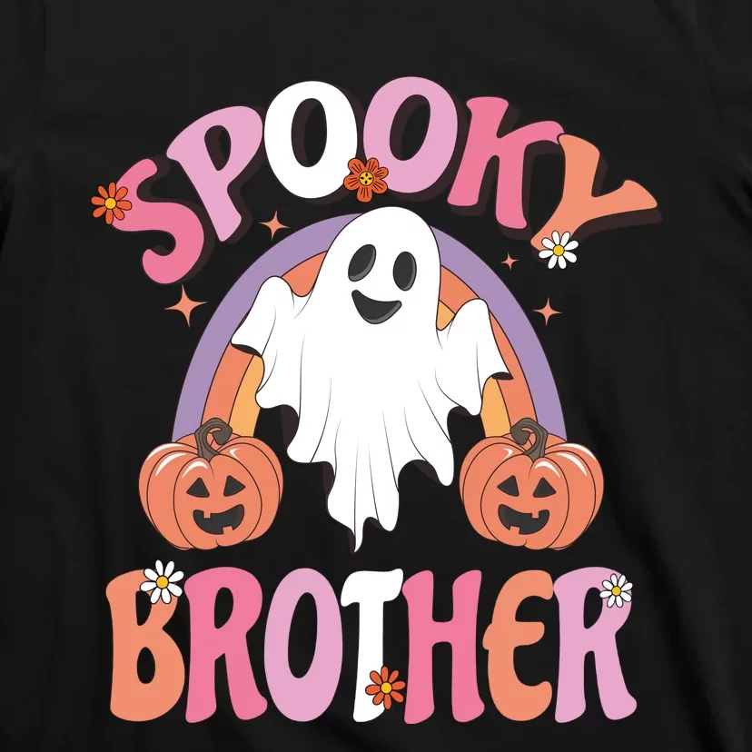 Family Retro Spooky Brother Groovy Retro Halloween Ghost Costume Gift T-Shirt