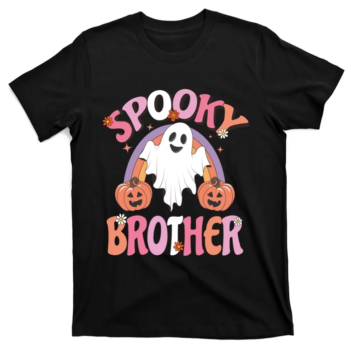 Family Retro Spooky Brother Groovy Retro Halloween Ghost Costume Gift T-Shirt