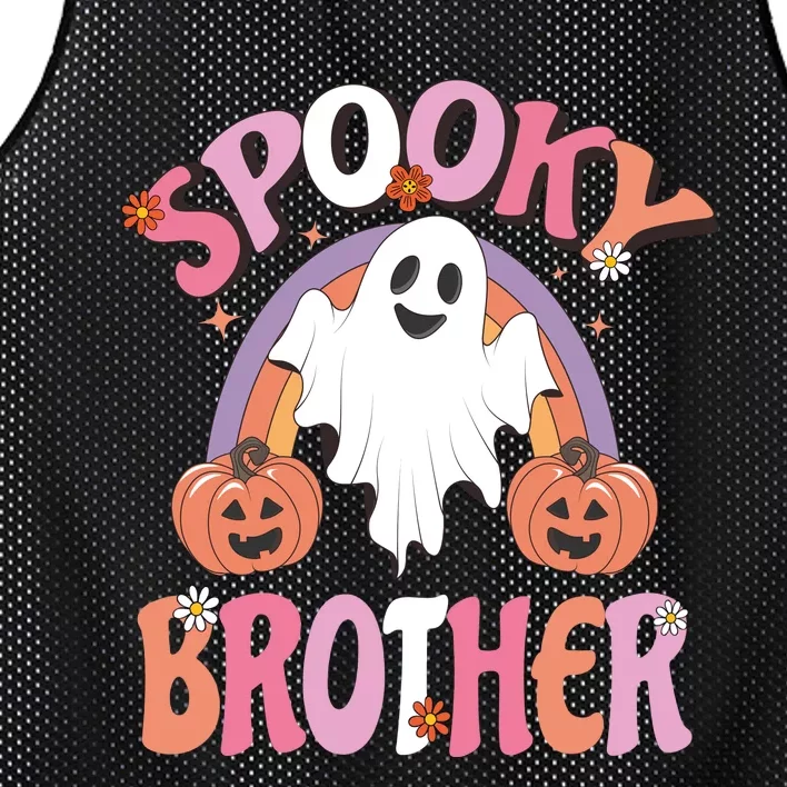 Family Retro Spooky Brother Groovy Retro Halloween Ghost Costume Gift Mesh Reversible Basketball Jersey Tank