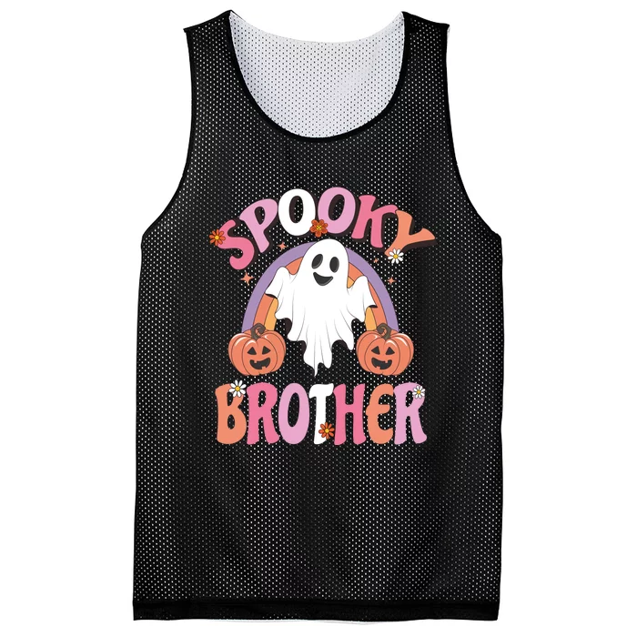 Family Retro Spooky Brother Groovy Retro Halloween Ghost Costume Gift Mesh Reversible Basketball Jersey Tank