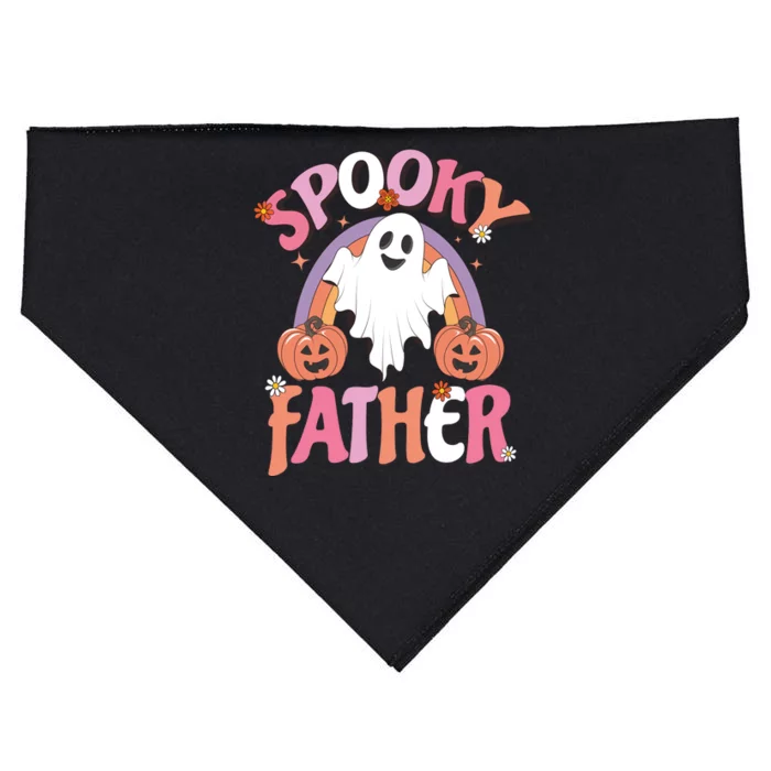 Family Retro Spooky Father Groovy Retro Halloween Ghost Costume Gift USA-Made Doggie Bandana