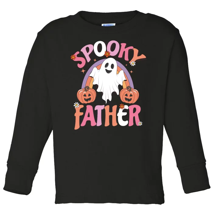 Family Retro Spooky Father Groovy Retro Halloween Ghost Costume Gift Toddler Long Sleeve Shirt