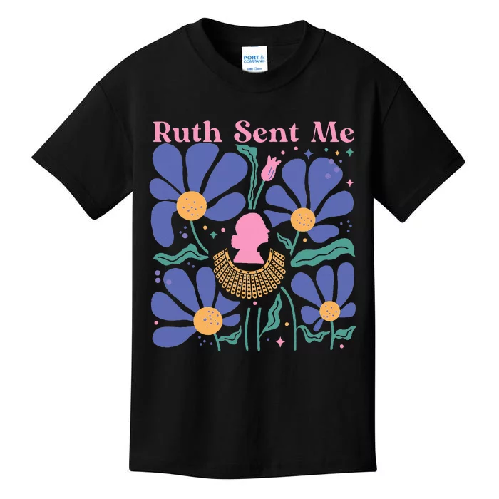 Floral Ruth Sent Me Feminist Gifts Women I Dissent Kids T-Shirt