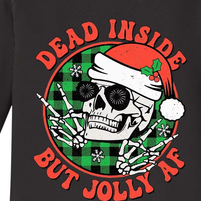 Festive Retro Skull Christmas Pajamas Baby Long Sleeve Bodysuit