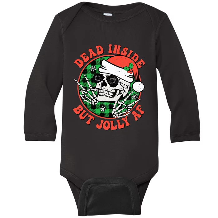 Festive Retro Skull Christmas Pajamas Baby Long Sleeve Bodysuit