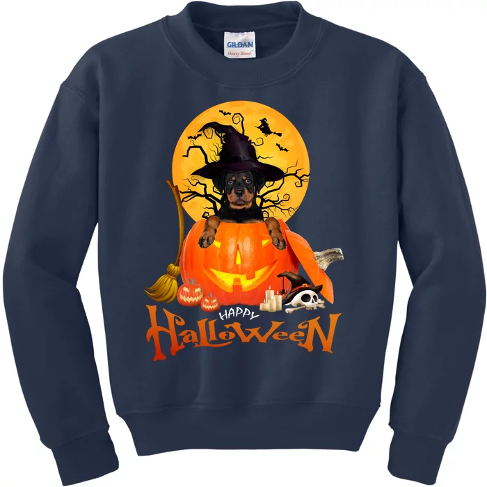 Funny Rottweiler Spooky Halloween Kids Sweatshirt