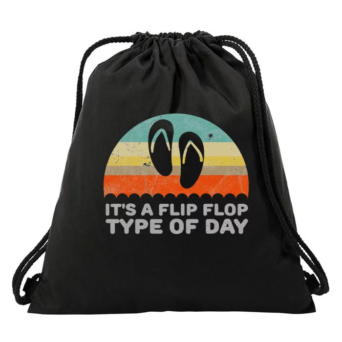 Funny Retro Style Its A Flip Flop Type Of Day Drawstring Bag