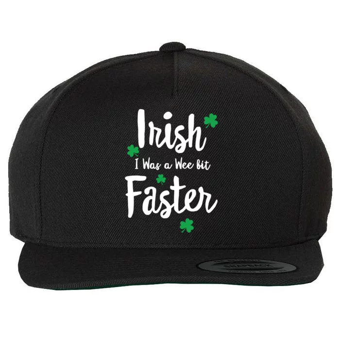 Funny Running St Paddys Day Irish I Was A Wee Bit Faster Funny Gift Wool Snapback Cap