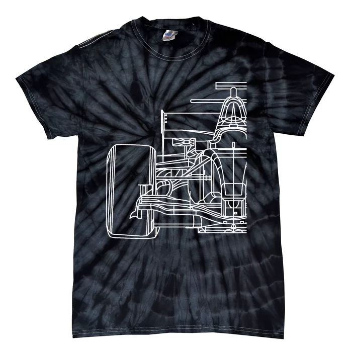 Formula Racecar Schematic Race Car Driver Formula Racing Tie-Dye T-Shirt