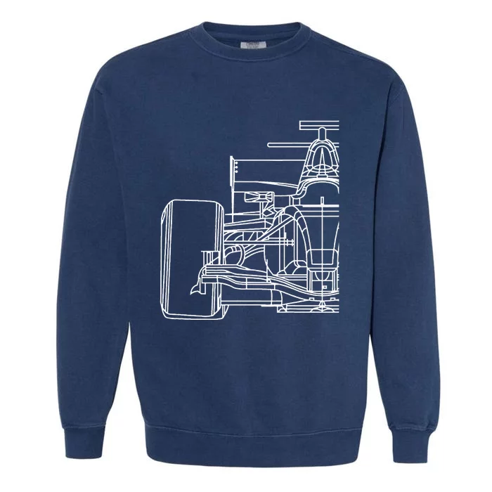 Formula Racecar Schematic Race Car Driver Formula Racing Garment-Dyed Sweatshirt