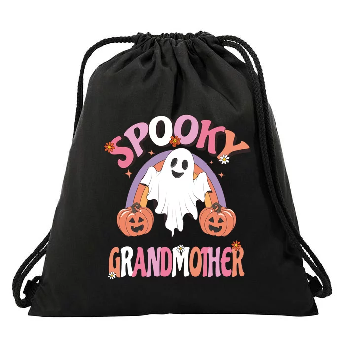 Family Retro Spook Grandmother Groovy Retro Halloween Ghost Costume Gift Drawstring Bag